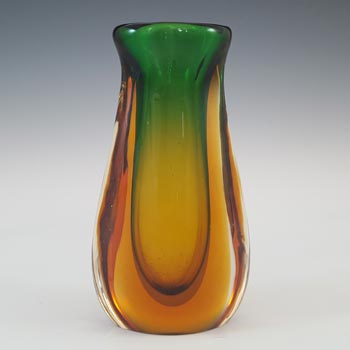 (image for) Murano Venetian Green & Amber Sommerso Glass Vintage Vase