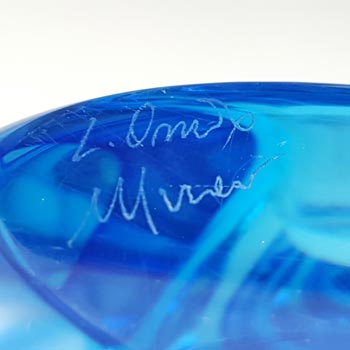 SIGNED L. Onesto Oball Murano Blue Sommerso Glass Vase