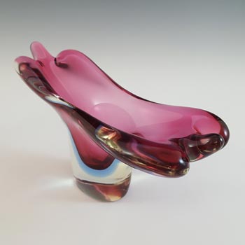 Arte Nuova Pustetto & Zanetti Murano Pink & Blue Sommerso Glass Vase