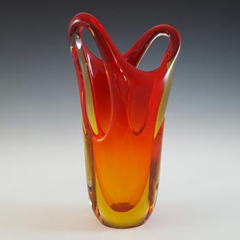 Arte Nuova? Murano Red & Amber Sommerso Glass Vintage Vase