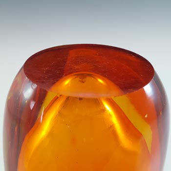 Murano Italian Red & Amber Sommerso Glass Vintage Vase