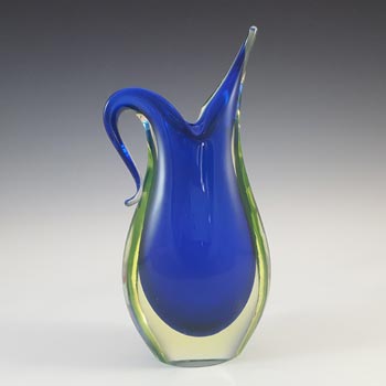 (image for) Murano Blue & Uranium Yellow Sommerso Glass Vintage Vase