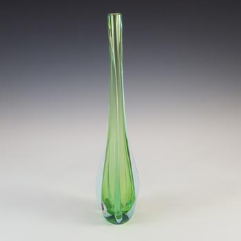 LABELLED Galliano Ferro Murano Green & Blue Sommerso Glass Stem Vase