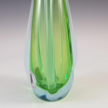 LABELLED Galliano Ferro Murano Green & Blue Sommerso Glass Stem Vase