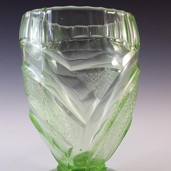 Sowerby #2616 Art Deco Vintage Green Glass Celery Vase