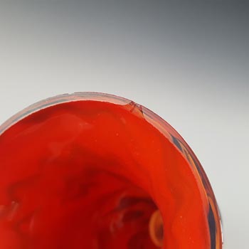 Czech Pair of Red, Orange & Black Art Deco Spatter Glass Vases