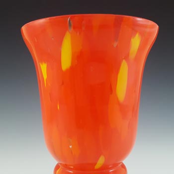 Czech Orange & Yellow Art Deco Retro Spatter Glass Vase