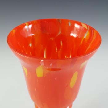 Czech Orange & Yellow Art Deco Retro Spatter Glass Vase