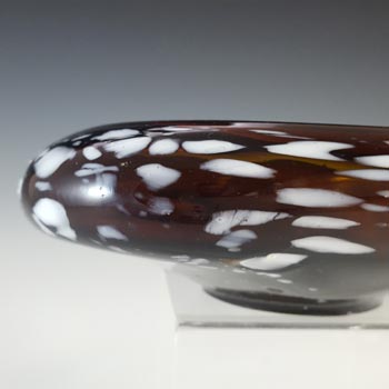 Romanian Vintage Brown & White Speckled Glass Bowl / Ashtray