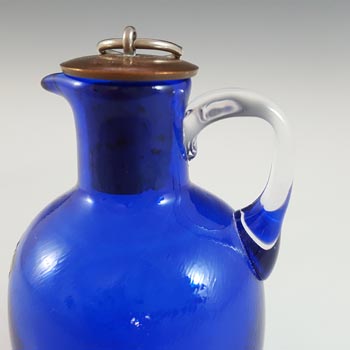 Stockholms Glasbruk Blue Glass Creamer, Gustaf VI Adolf Stopper