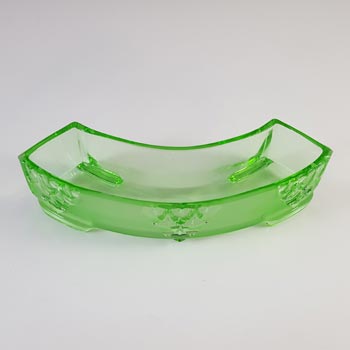 Stölzle Vintage Czech Art Deco Green Glass Flower Trough / Bowl