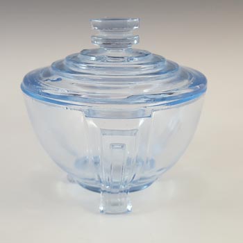 Czech Vintage Art Deco 1930's Blue Glass Trinket Bowl