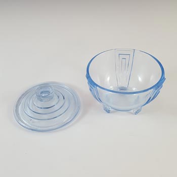 Czech? Vintage Art Deco 1930's Blue Glass Trinket Bowl