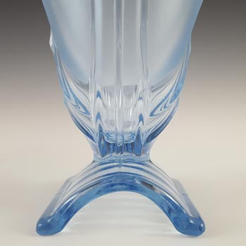 Stölzle Czech Art Deco 1930's Blue Glass Footed Vase