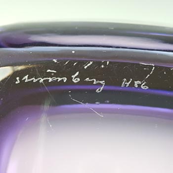 SIGNED Strömberg Swedish Purple Cased Glass Bowl #H86