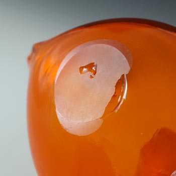 Japanese "Best Art Glass" Orange & Clear Vintage Swan Bowl