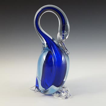 (image for) Murano Venetian Vintage Blue Sommerso Glass Swan Sculpture