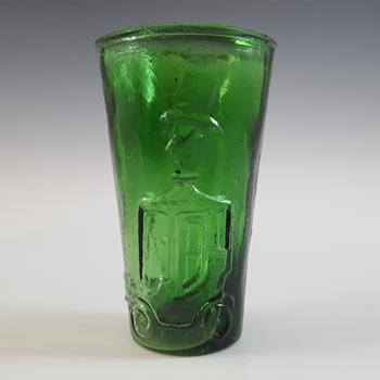 Taiwanese Empoli Style Green Glass Car Decorative Bottle & Glasses