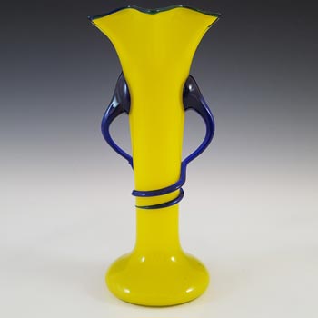 Czech / Bohemian 1930\'s Yellow & Blue Tango Glass Vase