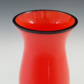 Czech / Bohemian Pair of Red & Black Tango Glass Vases
