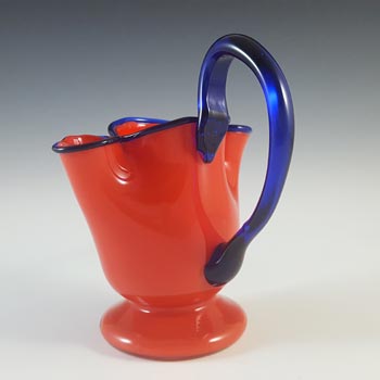 Czech / Bohemian 1930\'s Red & Blue Tango Glass Vase/Jug
