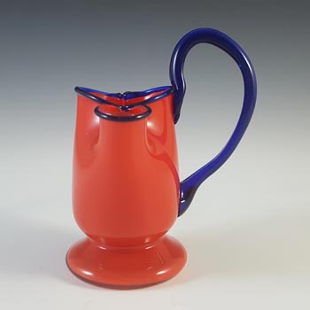 Czech / Bohemian 1930's Red & Blue Tango Glass Vase/Jug