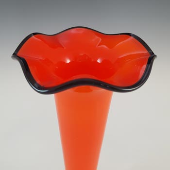 Welz Pair of Czech Red & Black Glass Art Deco Tango Vases