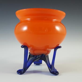 Welz Czech Art Deco Red & Blue Tango Glass Vase / Bowl