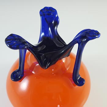 Welz Czech Art Deco Red & Blue Tango Glass Vase / Bowl