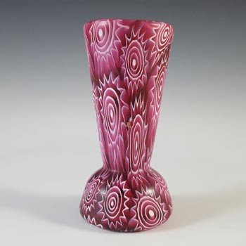 Fratelli Toso Millefiori Canes Pink Murano Glass Vase