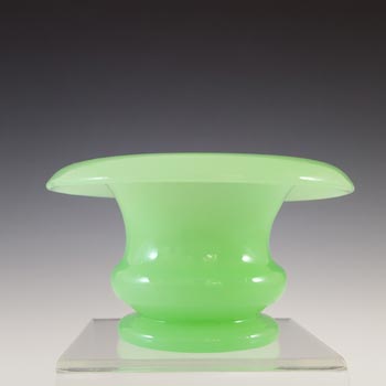 Art Deco 1930's Uranium Opaque Green Glass Vintage Bowl