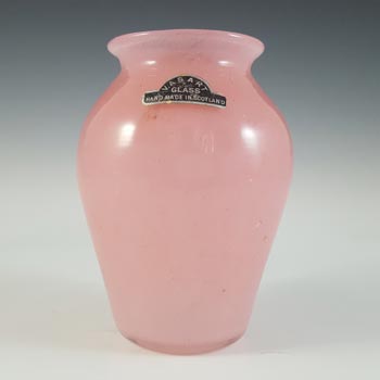 LABELLED Vasart Pink Bubbly Mottled Glass Vase V008