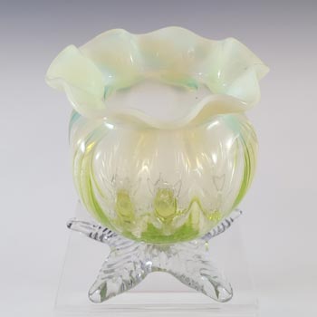 Victorian Vaseline / Uranium Opalescent Glass Antique Vase