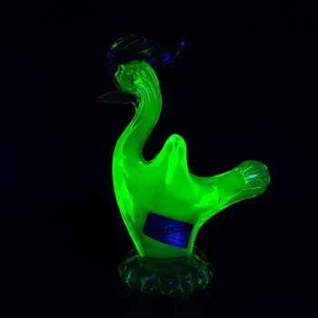 Vetro Artistico Veneziano Murano Uranium Sommerso Glass Swan