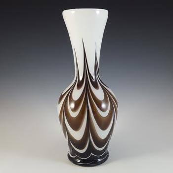 V.B. Opaline Florence Empoli Large White & Brown Glass Vase
