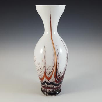 V.B. Opaline Florence Empoli Vintage Orange & Brown Glass Vase