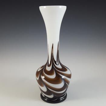 V.B. Opaline Florence Empoli Marbled White & Brown Glass Vase