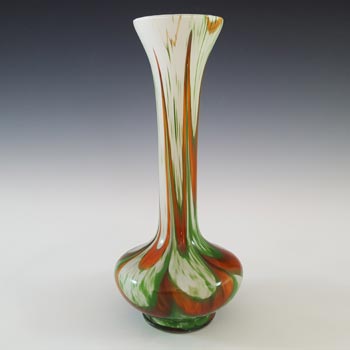 V.B. Opaline Florence Empoli Retro Green & Brown Glass Vase