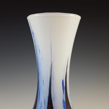 V.B. Opaline Florence Empoli Vintage Blue & Brown Glass Vase