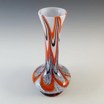 V.B. Opaline Florence Empoli Marbled Orange & Black Glass Vase