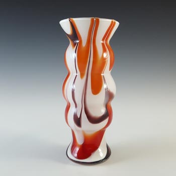 V.B. Opaline Florence Empoli Marbled Orange & Purple Glass Vase
