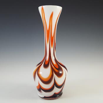 V.B. Opaline Florence Empoli Marbled Orange & Brown Glass Vase
