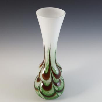 V.B. Opaline Florence Empoli Marbled Brown & Green Glass Vase