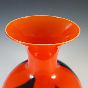 Empoli Vintage Italian Red & Black Glass Retro Vase