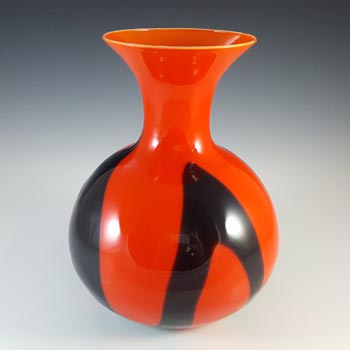 Empoli Vintage Italian Red & Black Glass Retro Vase