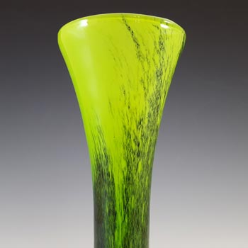 V.B. Opaline Florence Empoli Vintage Green & Black Glass Vase