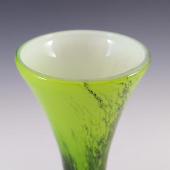 V.B. Opaline Florence Empoli Vintage Green & Black Glass Vase