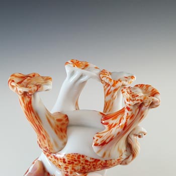 LABELLED Venetian Glass Company Murano Style Orange & White Elephant