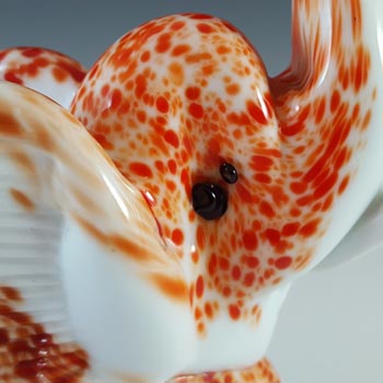 LABELLED Venetian Glass Company Murano Style Orange & White Elephant
