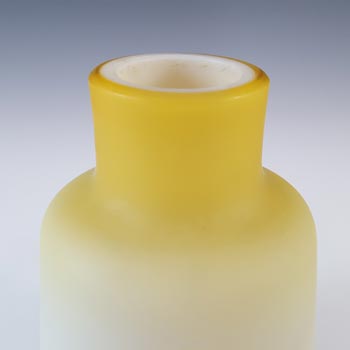 Victorian Satin Cased Glass Yellow & White Antique Vase